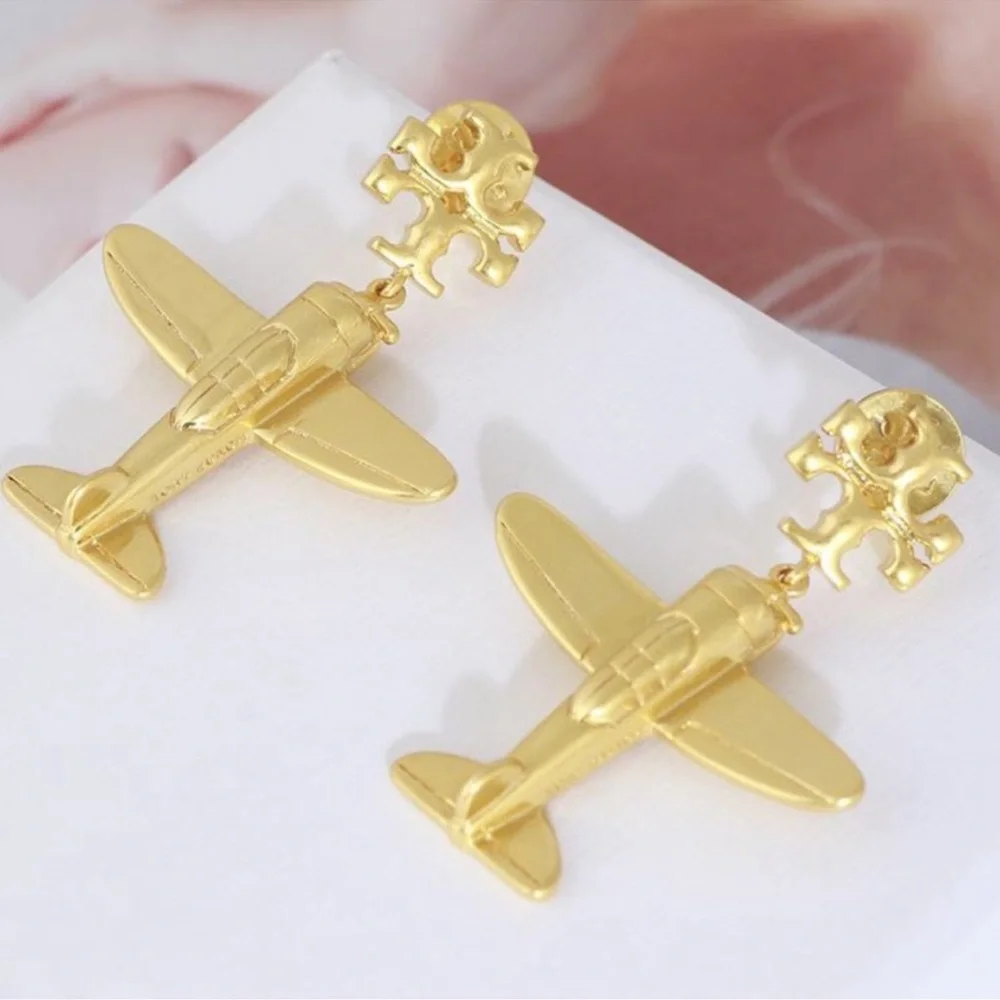 Tory Burch Gold Airplane Drop Earrings RETIRED NEW $129